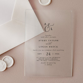 Elegant Script Boho Eenvoudig Monogram Modern Trou Acryl Uitnodigingen