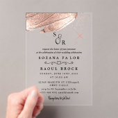 Elegant Script Boho Eenvoudig Monogram Moderne bru Acryl Uitnodigingen (Insitu (Draagbaar))