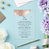 Elegant Script Boho Eenvoudig Monogram Moderne bru Acryl Uitnodigingen (Insitu (Huwelijk))