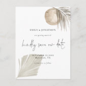 Elegant Script Boho Pampas Grass Sla de datum op Uitnodiging Briefkaart (Voorkant)