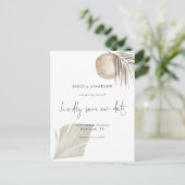 Elegant Script Boho Pampas Grass Sla de datum op Uitnodiging Briefkaart (Staand voorkant)