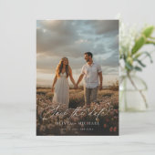 Elegant Script Boho Trouwfoto Save The Date (Staand voorkant)