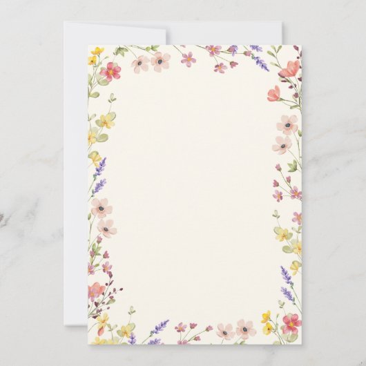 Elegant Script Boho Wildflower Girl Baby shower Kaart (Achterkant)