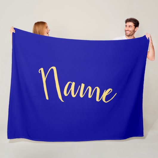 Elegant Script Bold Rich Royal Blue Background Fleece Deken (In situ)