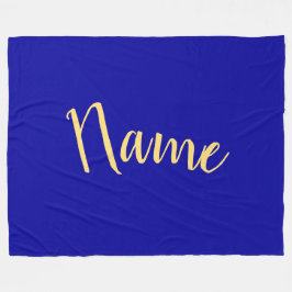 Elegant Script Bold Rich Royal Blue Background Fleece Deken