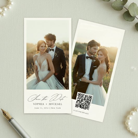 Elegant Script Bookmark Photo Save the Date