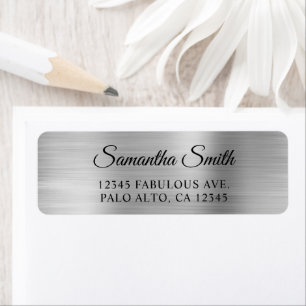 Elegant Script Bord Metallic Silver Etiket