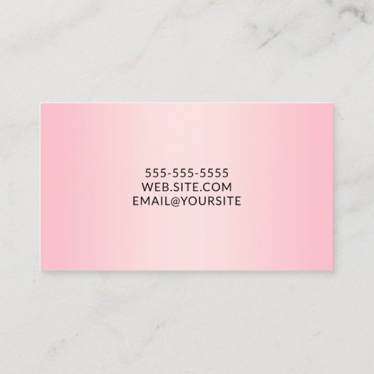 Elegant Script Bord Roze Ombre Visitekaartje (Achterkant)