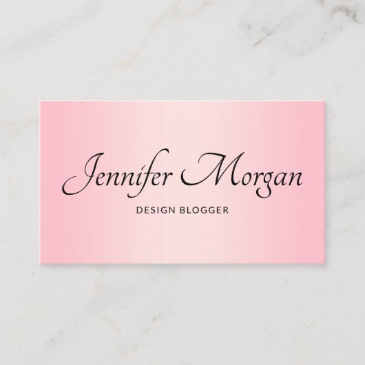 Elegant Script Bord Roze Ombre Visitekaartje (Voorkant)