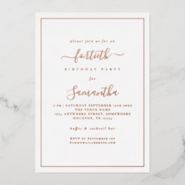 Elegant Script Border 40e verjaardagsfeestje luxe Folie Uitnodiging