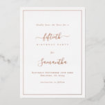 Elegant Script Border 50th Birthday Opslaan van de Folie Uitnodiging<br><div class="desc">Elegant Script Border 50th Birthday Opslaan van de datum. Een minimalistisch modern tekstontwerp voor uw vijftigste verjaardag Save the Date met de luxe van echte folie,  met een enkele lijnrand. Verander de woorden zoals vereist.</div>