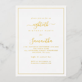 Elegant Script Border 80ste verjaardagsfeestje lux Folie Uitnodiging