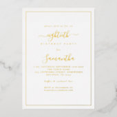 Elegant Script Border 80ste verjaardagsfeestje lux Folie Uitnodiging (Voorkant)
