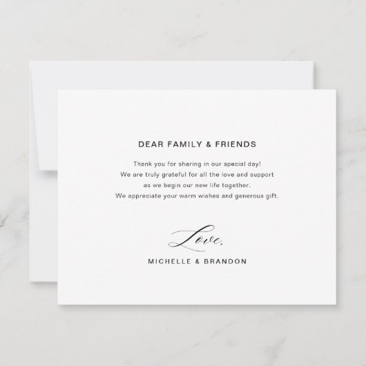 Elegant Script Border Flat Dank u kaart (Achterkant)