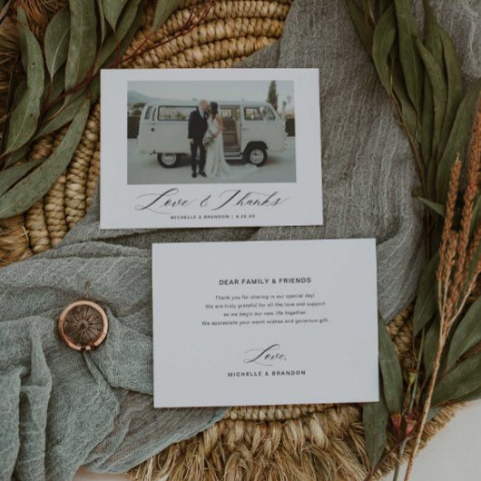 Elegant Script Border Flat Dank u kaart