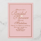 Elegant Script Border Heart Vrijgezellenfeest Folie Uitnodiging (Voorkant)