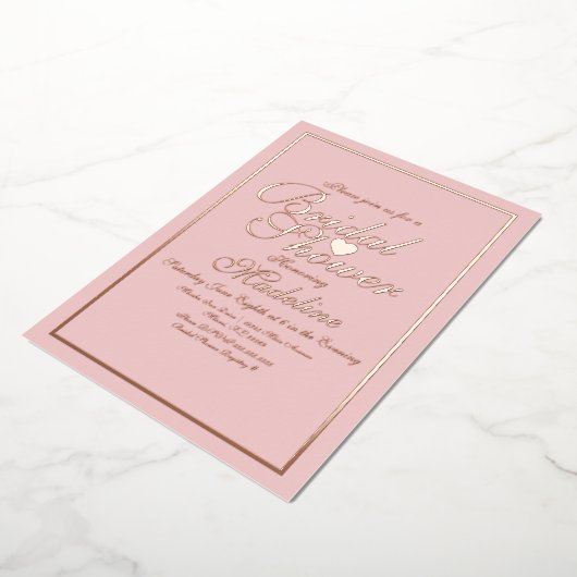 Elegant Script Border Heart Vrijgezellenfeest Folie Uitnodiging (Gedraaid)