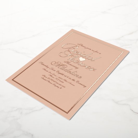 Elegant Script Border Heart Vrijgezellenfeest Folie Uitnodiging (Gedraaid)