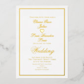 Elegant Script Border Heart Weddenschap geperst Folie Uitnodiging (Voorkant)
