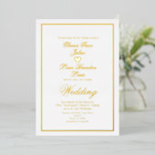 Elegant Script Border Heart Weddenschap geperst Folie Uitnodiging (Staand Voorkant)