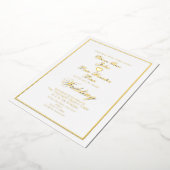 Elegant Script Border Heart Weddenschap geperst Folie Uitnodiging (Gedraaid)