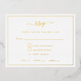 Elegant Script Border Party RSVP-kaart Luxe Folie Feestdagen Briefkaart