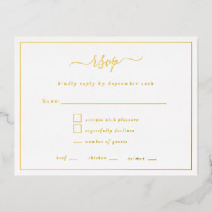 Elegant Script Border Party RSVP-kaart Luxe Folie Folie Feestdagen Briefkaart