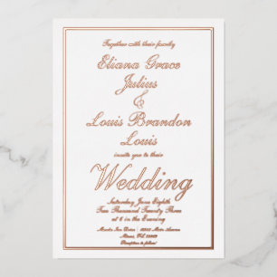 Elegant Script Border Wedding geduwd op Folie Uitnodiging