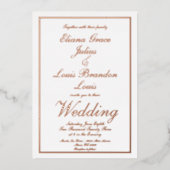 Elegant Script Border Wedding geduwd op Folie Uitnodiging (Voorkant)