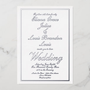 Elegant Script Border Wedding geperst Silver Folie Uitnodiging
