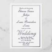 Elegant Script Border Wedding geperst Silver Folie Uitnodiging (Voorkant)