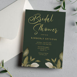 Elegant script botanical Gold green vrijgezellenfe Kaart