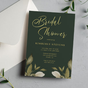 Elegant script botanical Gold green vrijgezellenfe Kaart