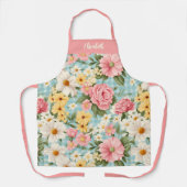 Elegant script Botanische Bloemen Schort (Voorkant)