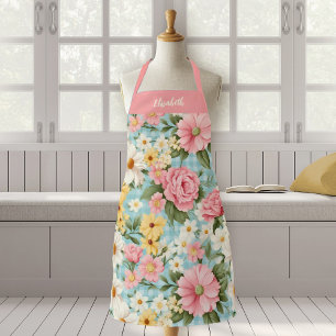 Elegant script Botanische Bloemen Schort