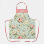 Elegant script Botanische Bloemen Schort (Voorkant)