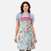 Elegant script Botanische Bloemen Schort (Gedragen)