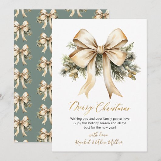 Elegant script Botanische boog niet foto kerst Feestdagenkaart (Voorkant / Achterkant)