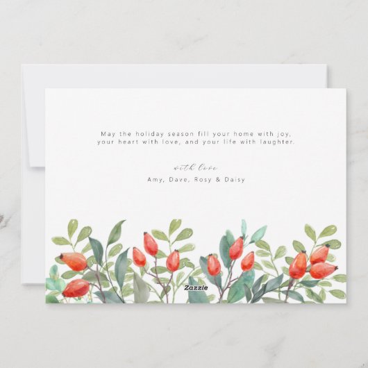 Elegant Script Botanische Kerstmis Fotocollage Feestdagenkaart (Achterkant)