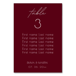 Elegant Script Bourgogne Trouwstoel Grafiek Kaart