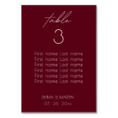 Elegant Script Bourgogne Trouwstoel Grafiek Kaart (Achterkant)