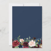 Elegant script Bourgondië blush marine blauw bruil Kaart (Achterkant)