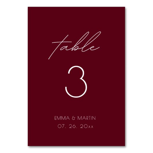 Elegant Script Bourgondië bruiloft Kaart (Voorkant)