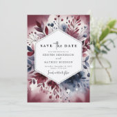 Elegant Script Bourgondië bruiloft Save The Date (Staand voorkant)