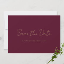 Elegant Script Bourgondië Save the Date Wedding Ka