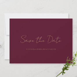 Elegant Script Bourgondië Save the Date Wedding Ka