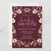 Elegant Script Bourgondië Wildflower Baby shower Kaart (Voorkant)