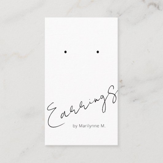 Elegant Script Boutique Earring Display Kaart Visitekaartje (Voorkant)