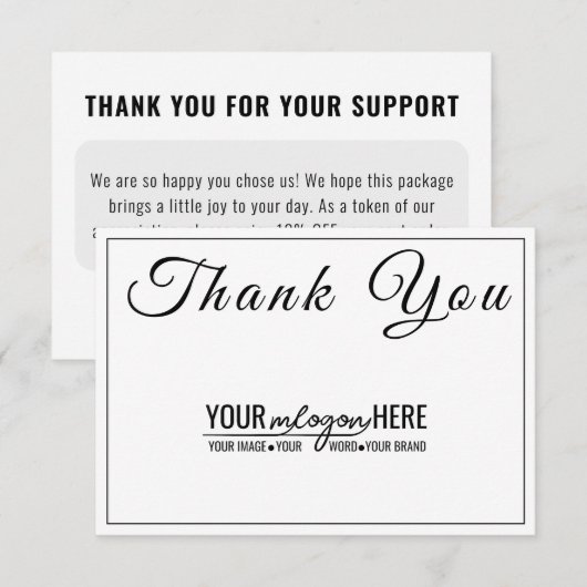 Elegant Script Boutique Logo Sociale Media Bedankkaart (Voorkant / Achterkant)