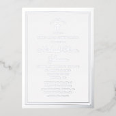 Elegant Script Boy Eerste Communie Zilver Folie Uitnodiging (Voorkant)